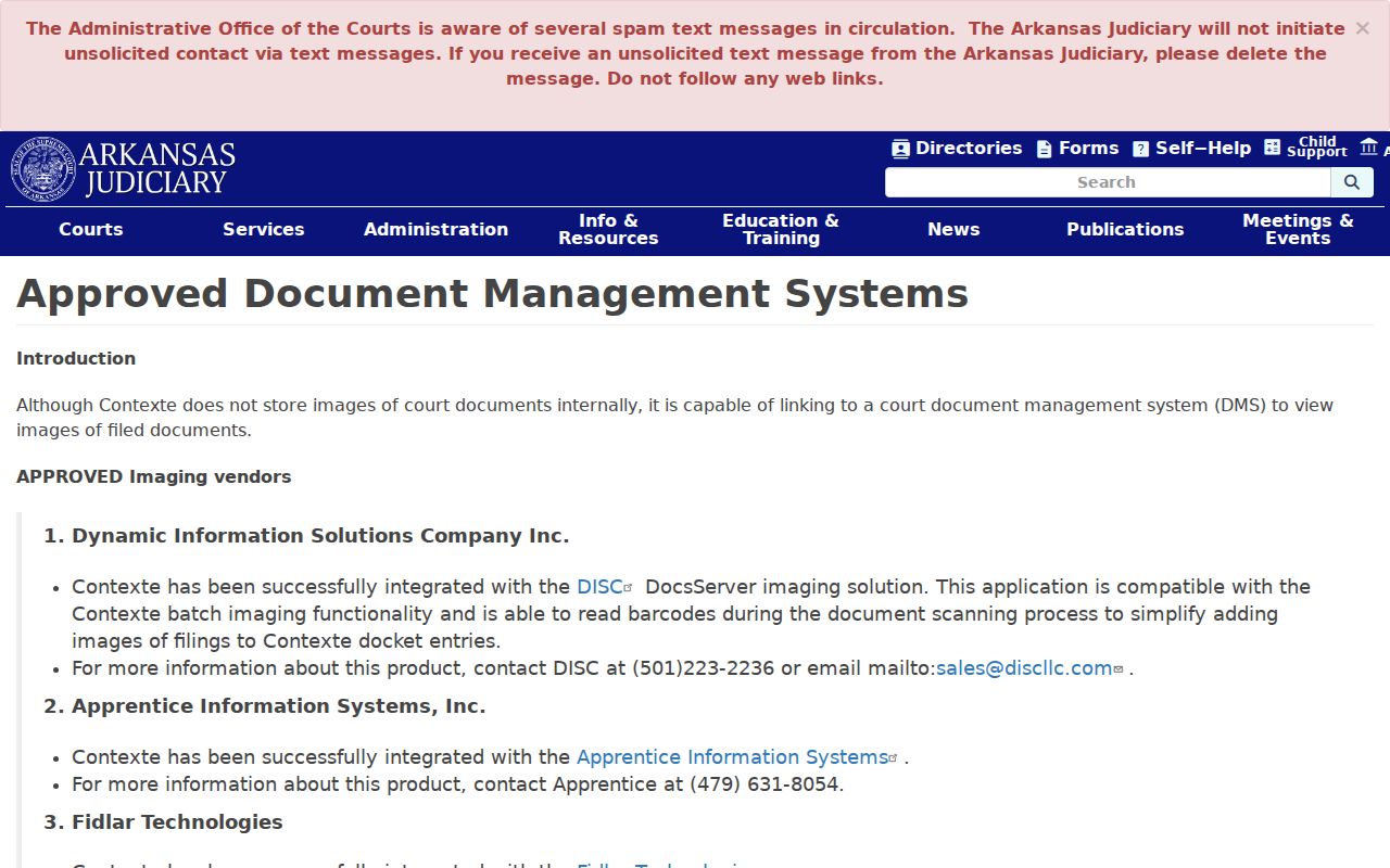 Dallas County court calendar document management systems