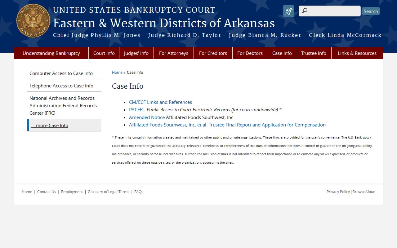 Carthage court docket official Arkansas bankruptcy case information