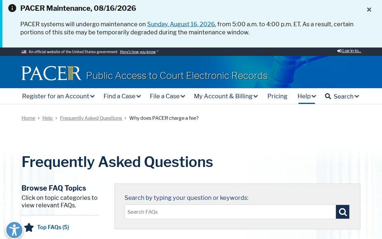 Carthage court docket official current PACER fee information