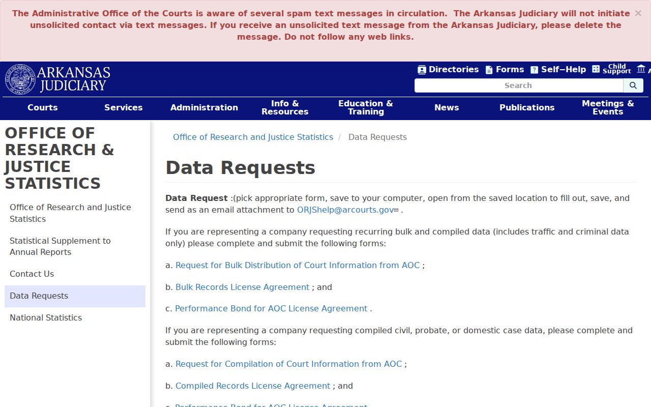 Dallas County criminal docket compiled data request options