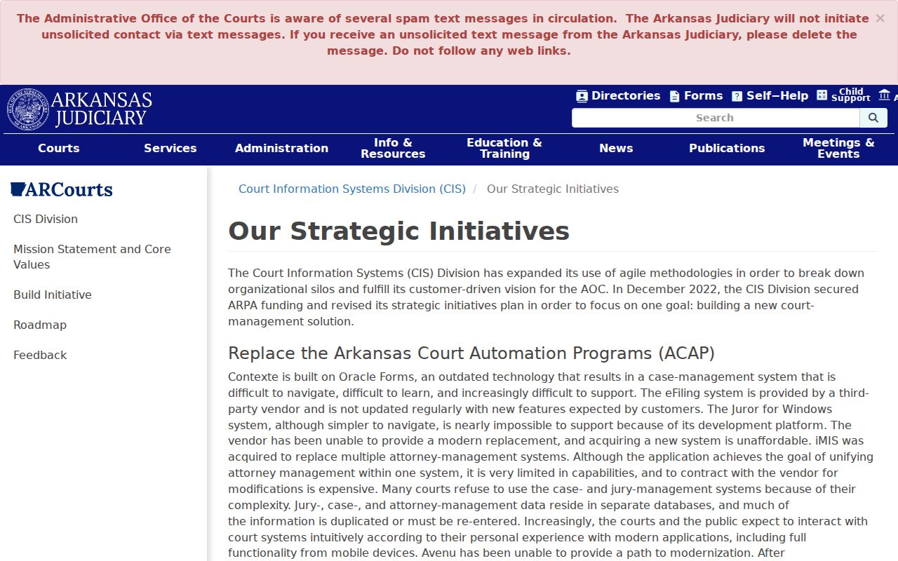 Fordyce court docket Arkansas court technology roadmap