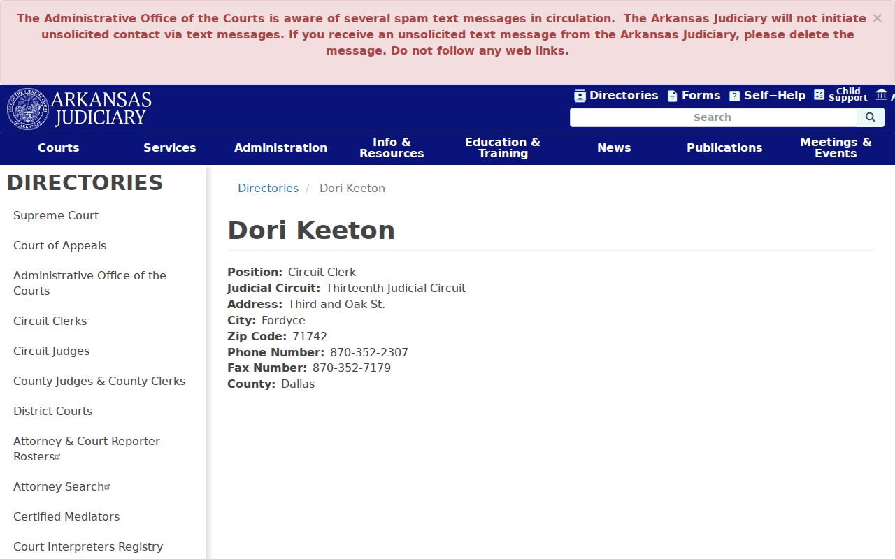 Dallas County court docket Circuit Clerk listing