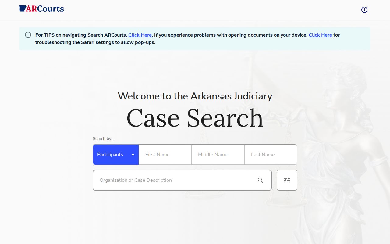 Dallas County court docket Search ARCourts screen